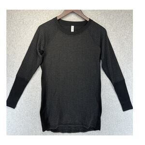 Ideology Womens Shirt Long Sleeve Size Small Long Black Gray Striped